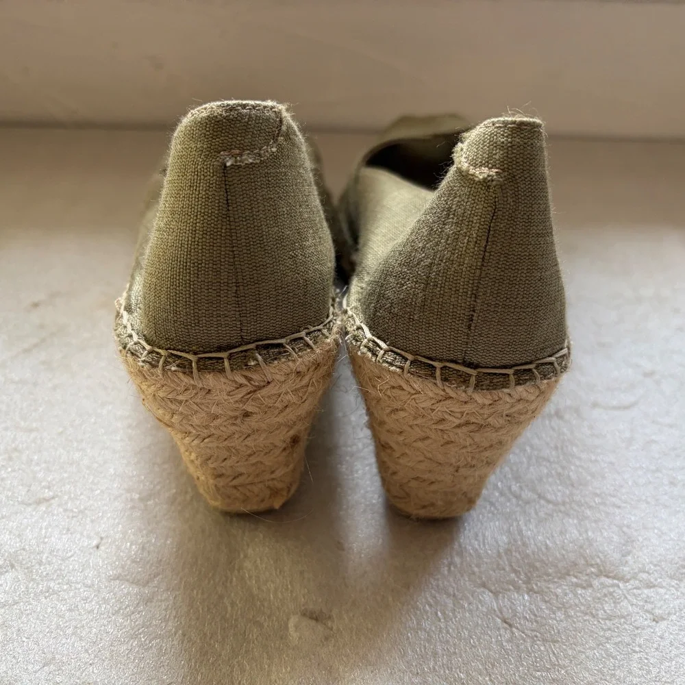 Vidorreta Olive Green Metallic Canvas Espadrille Wedges Made in Spain Women 41